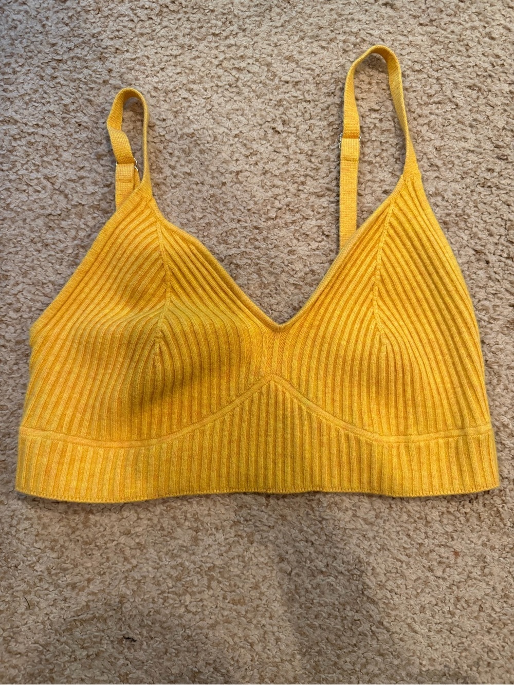 wild fable Yellow Ribbed Knit Bralette Top